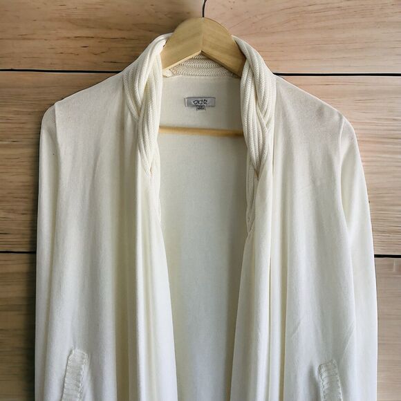 Cache Open Front Cardigan Sweater Cotton Modal Cashmere Women's XS Ivory Cream - Picture 3 of 10